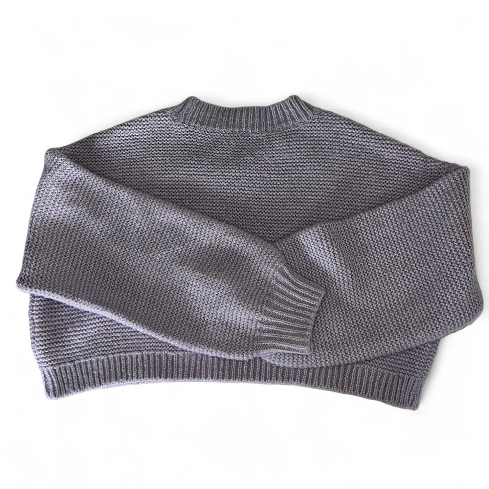 Purple Cropped Crew Neck Sweater - Picture 2 of 3